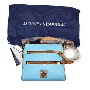Dooney & Bourke Large Peyton Triple Zip Crossbody CARIBBEAN BLUE Dust bag New